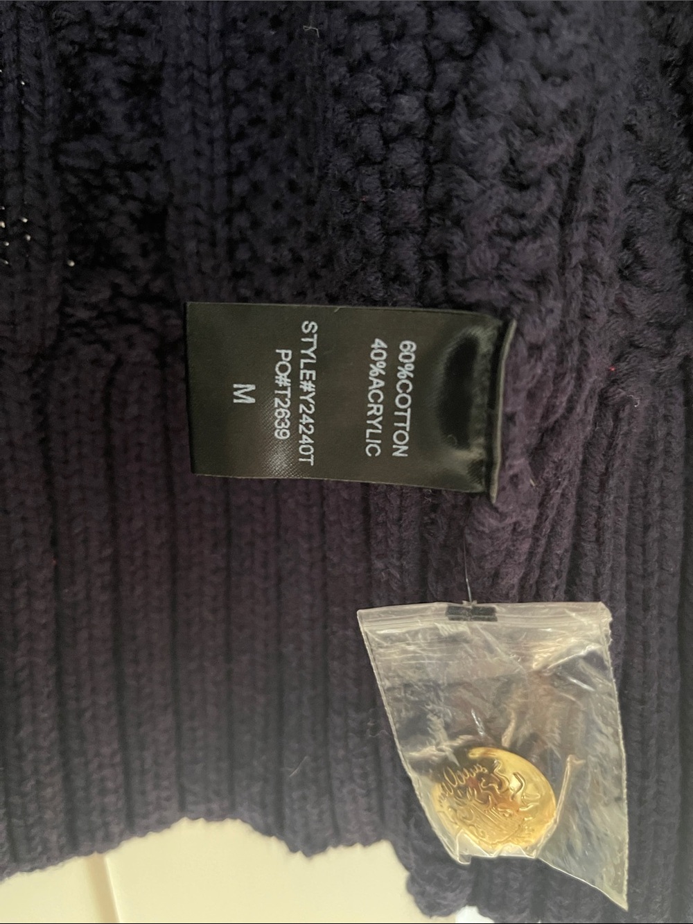 Tuckernuck Navy Cable-Knit Cardigan with Gold Buttons - Picture 3 of 8